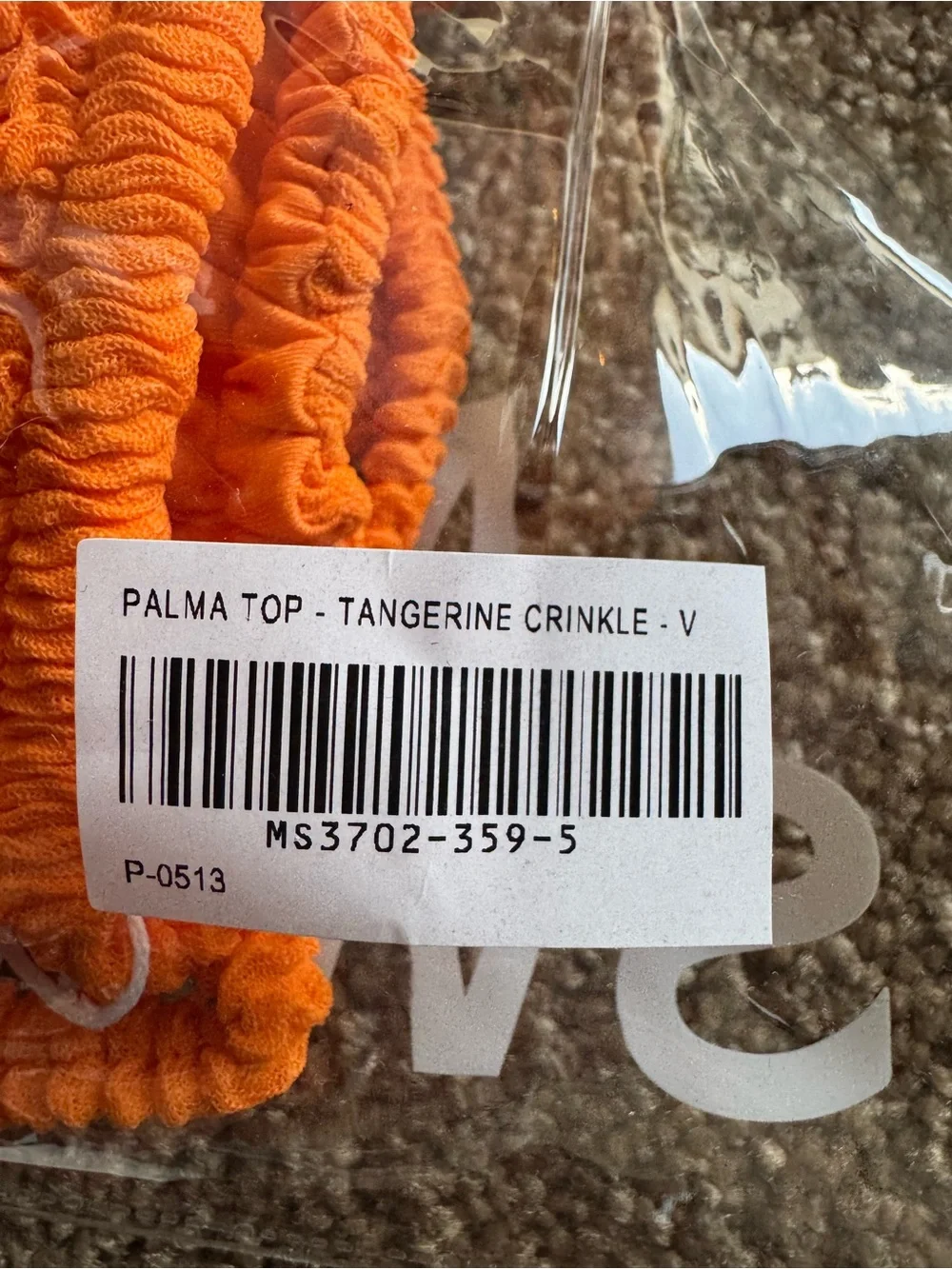 NWT Monday Swimwear Palma Top Tangerine Crinkle
